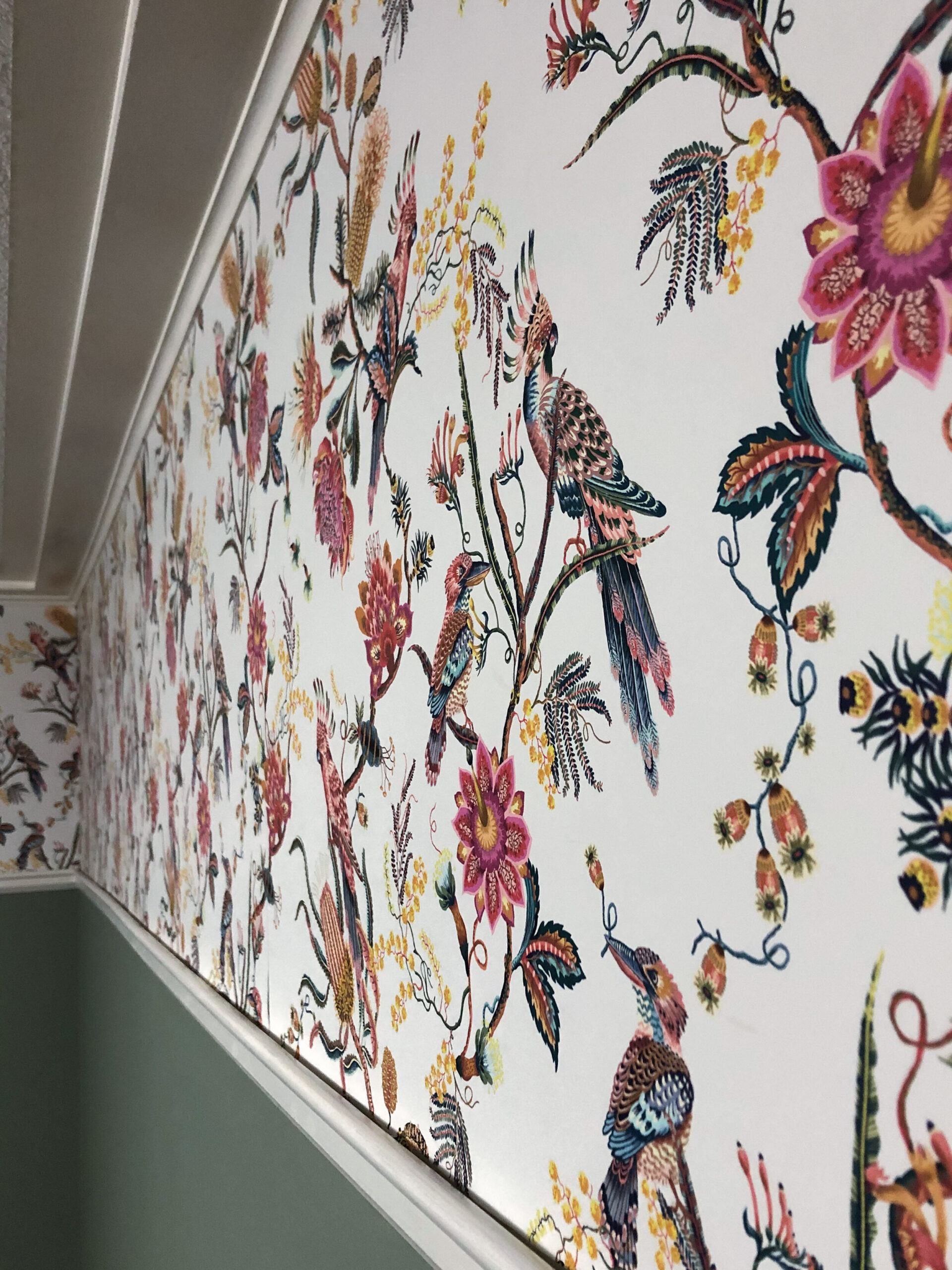 Close up of floral wallpaper