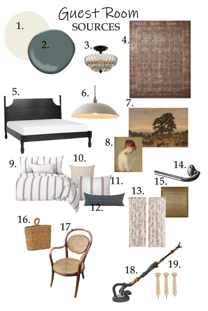 moodboard of sources for bedroom