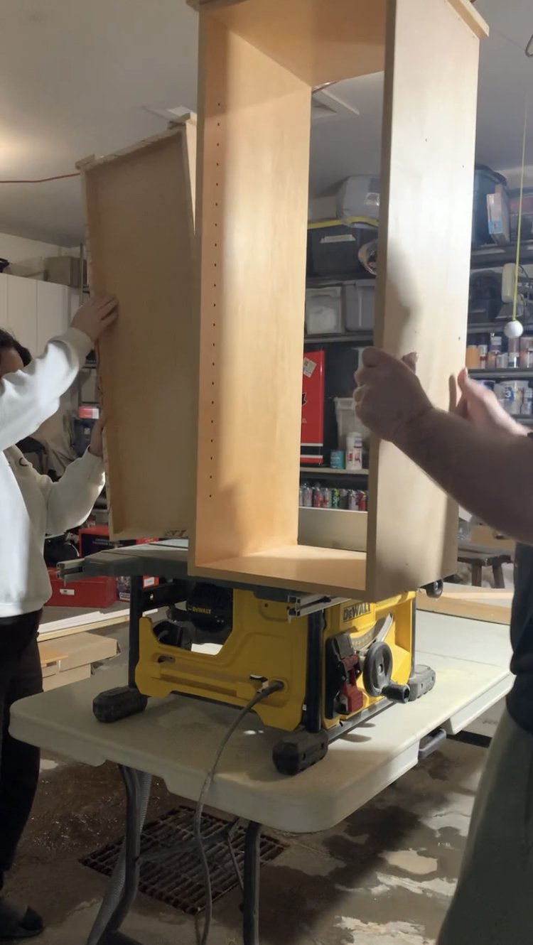 Cutting cabinets shallower on a table saw