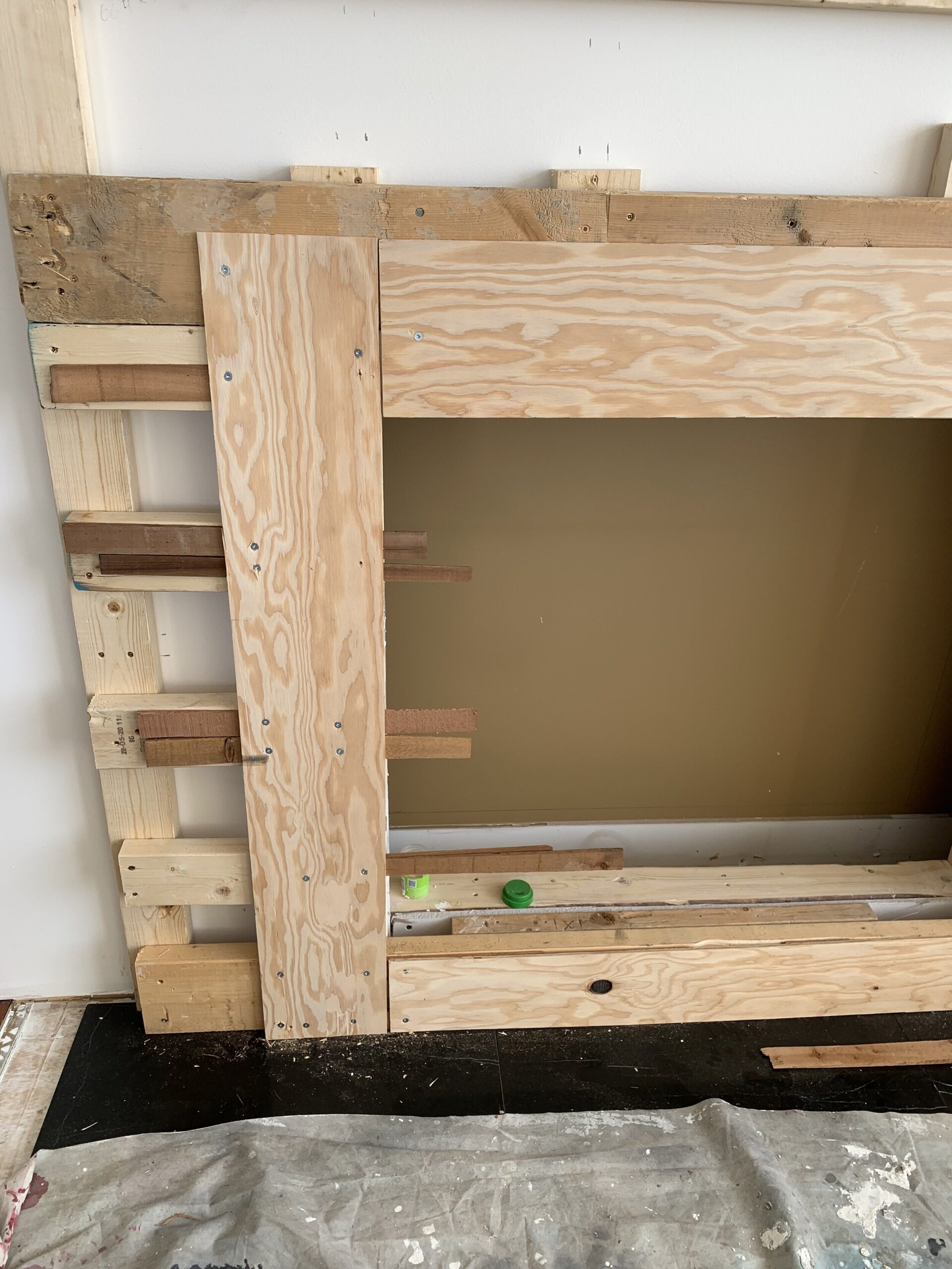 added plywood to framed opening to tile  onto