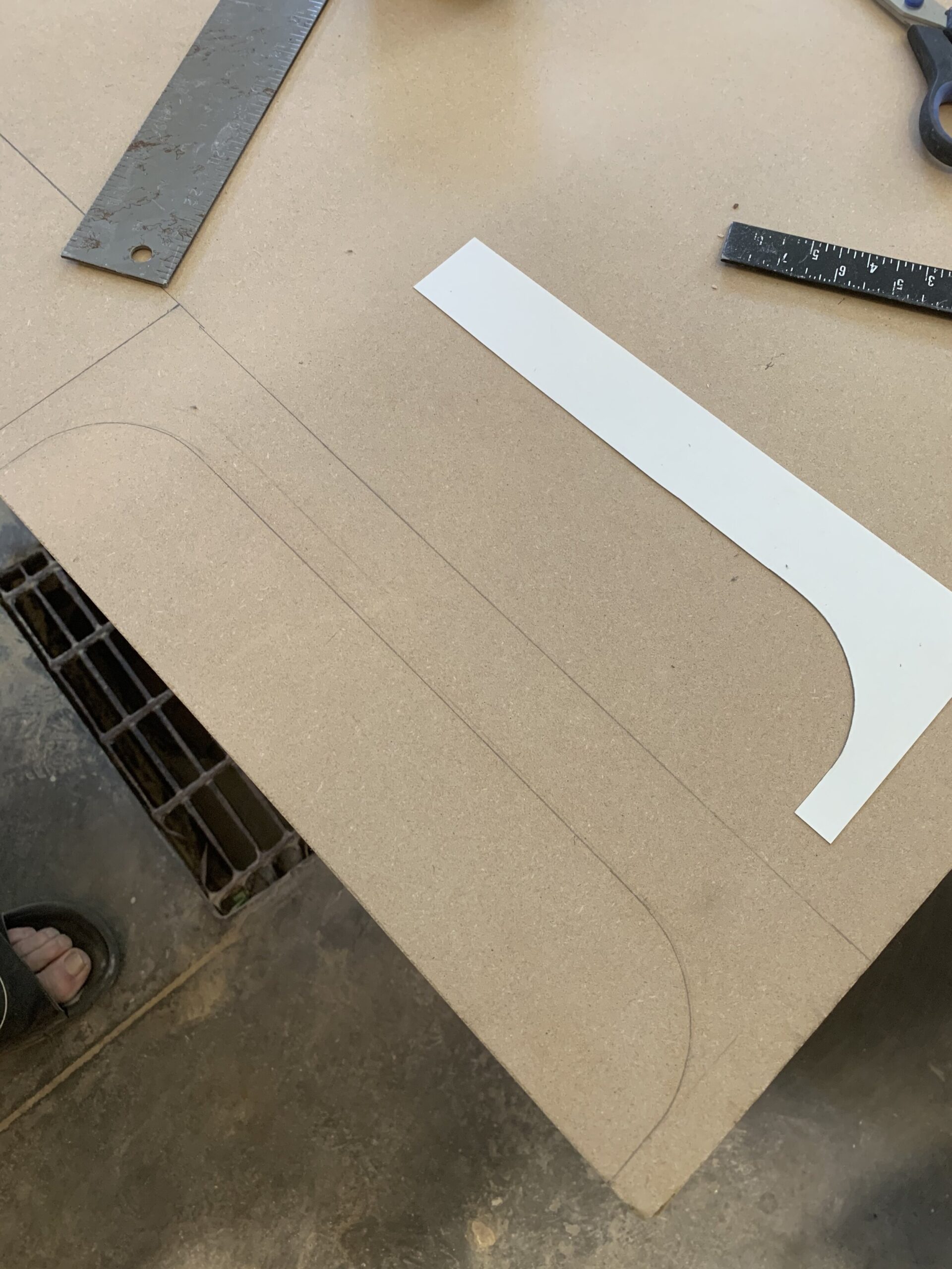 using a paper template to trace to a piece of MDF
