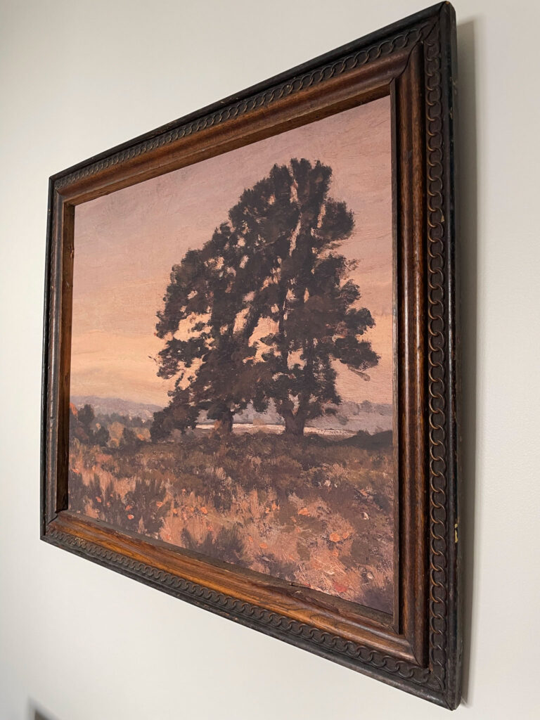 Vintage Wood Frame with landscape art of a tree