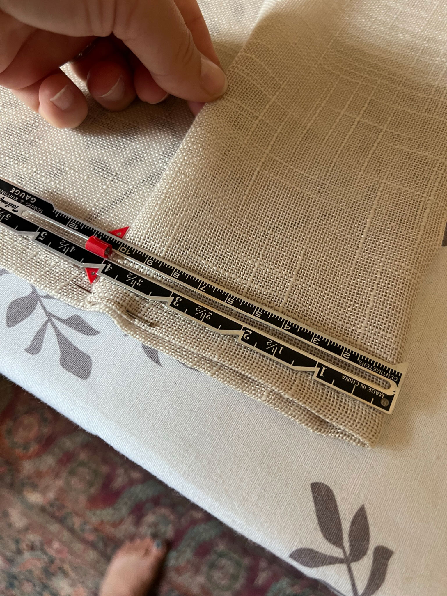 measuring a 4 inch hem on cafe curtains