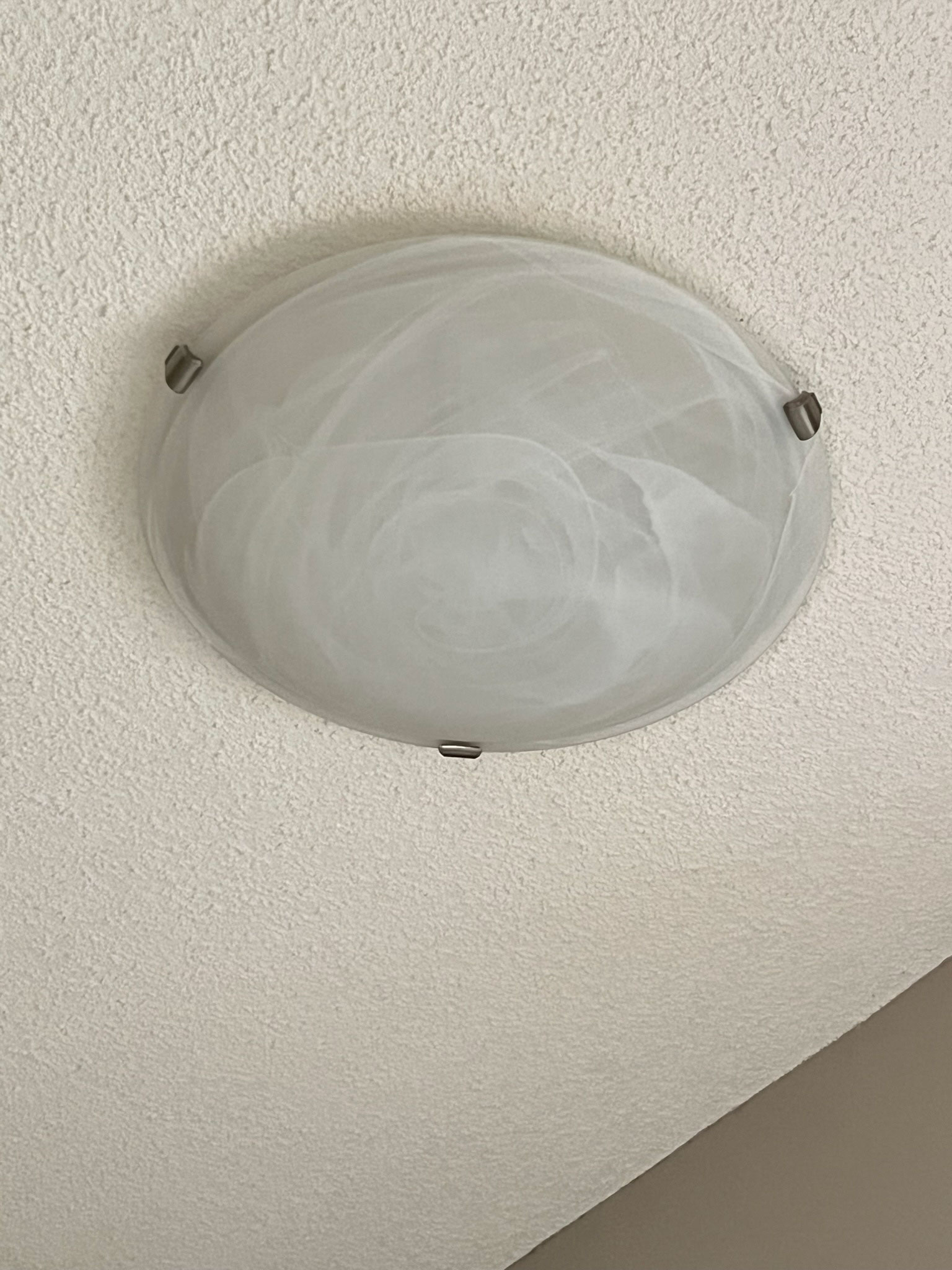 glass frosted flush mount light and popcorn ceiling