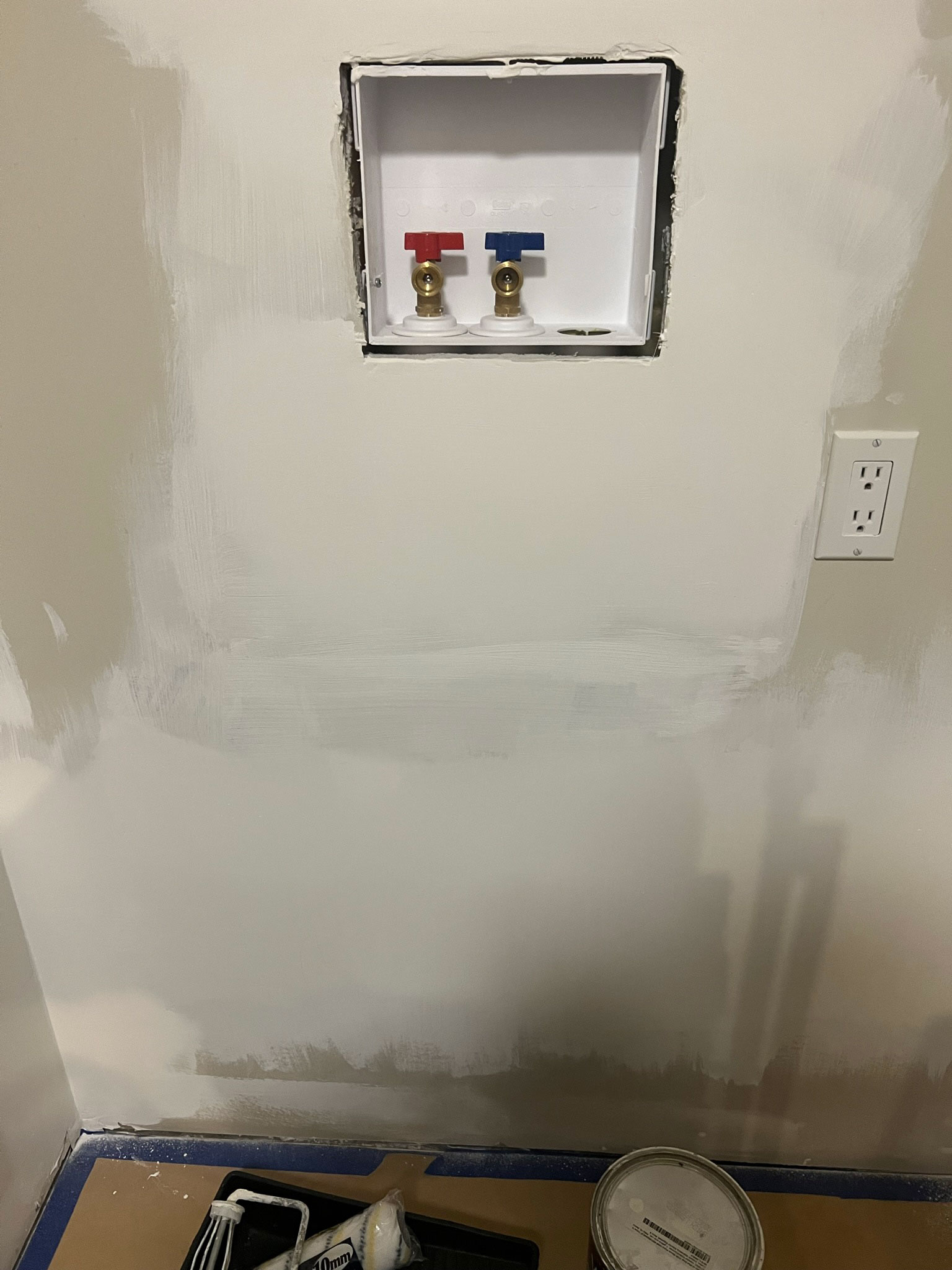 new patches on drywall and new washer and dryer hook up installed.  