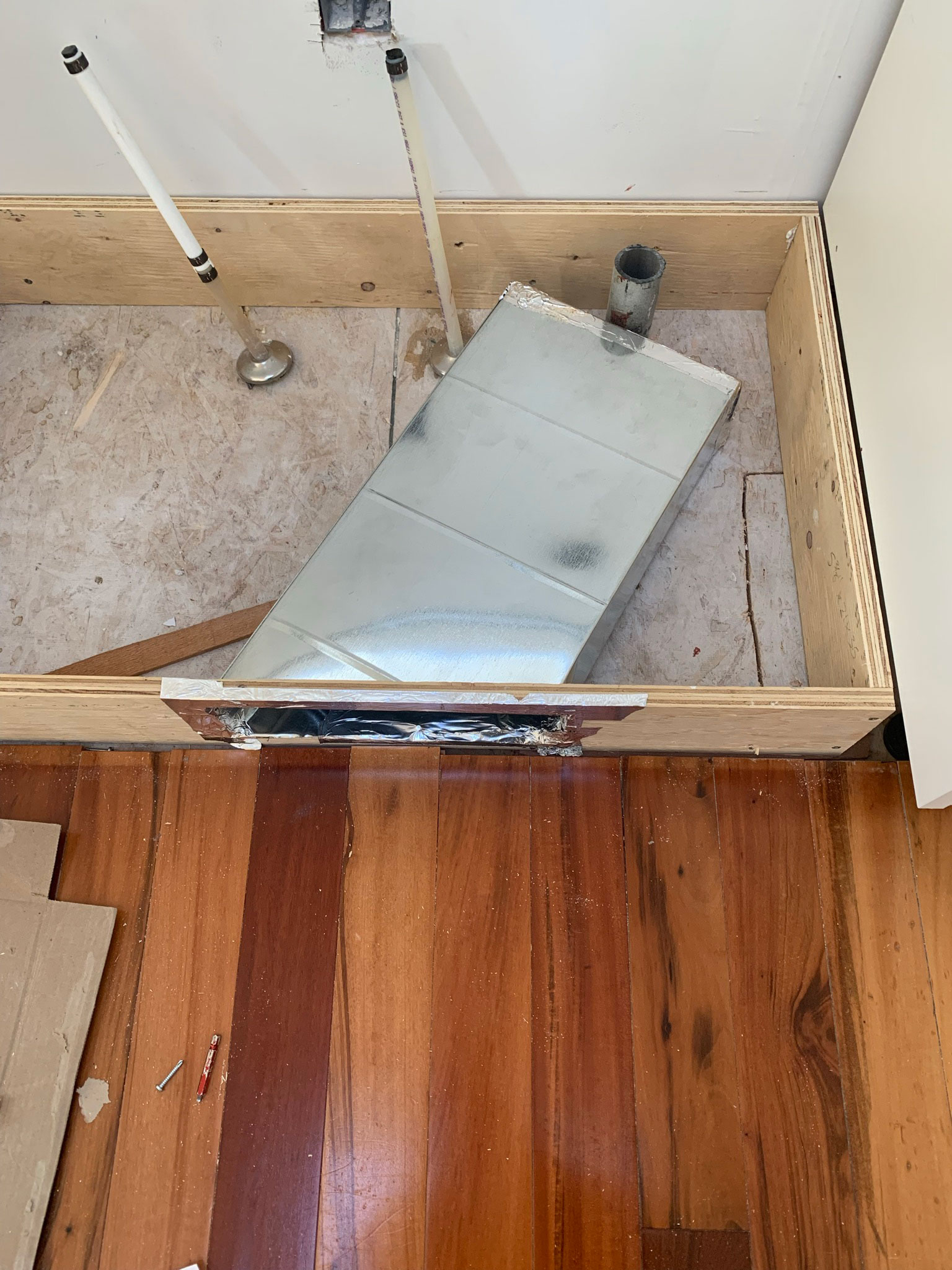 base cabinet framing with venting inside