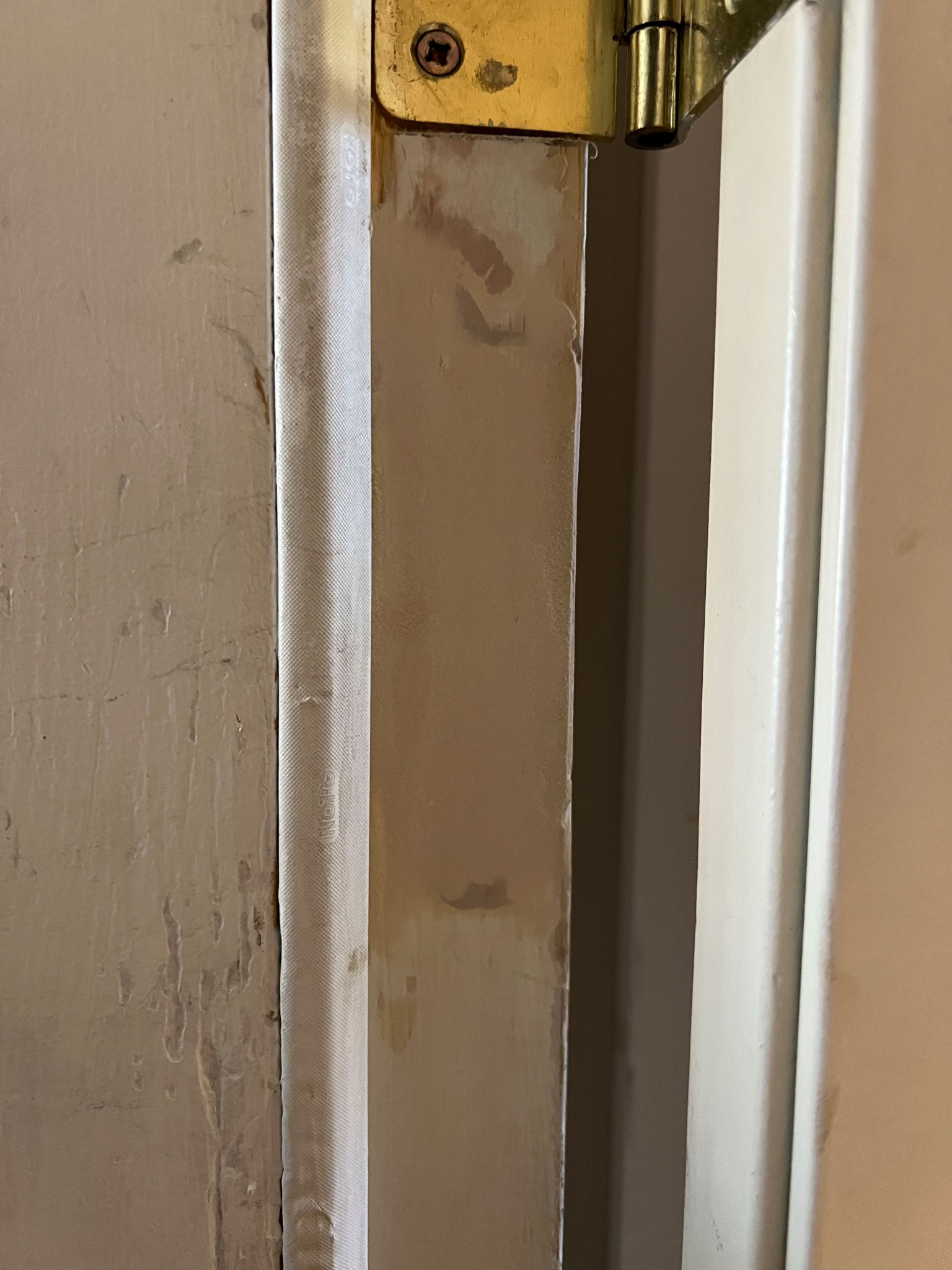 patch on door frame sanded smooth