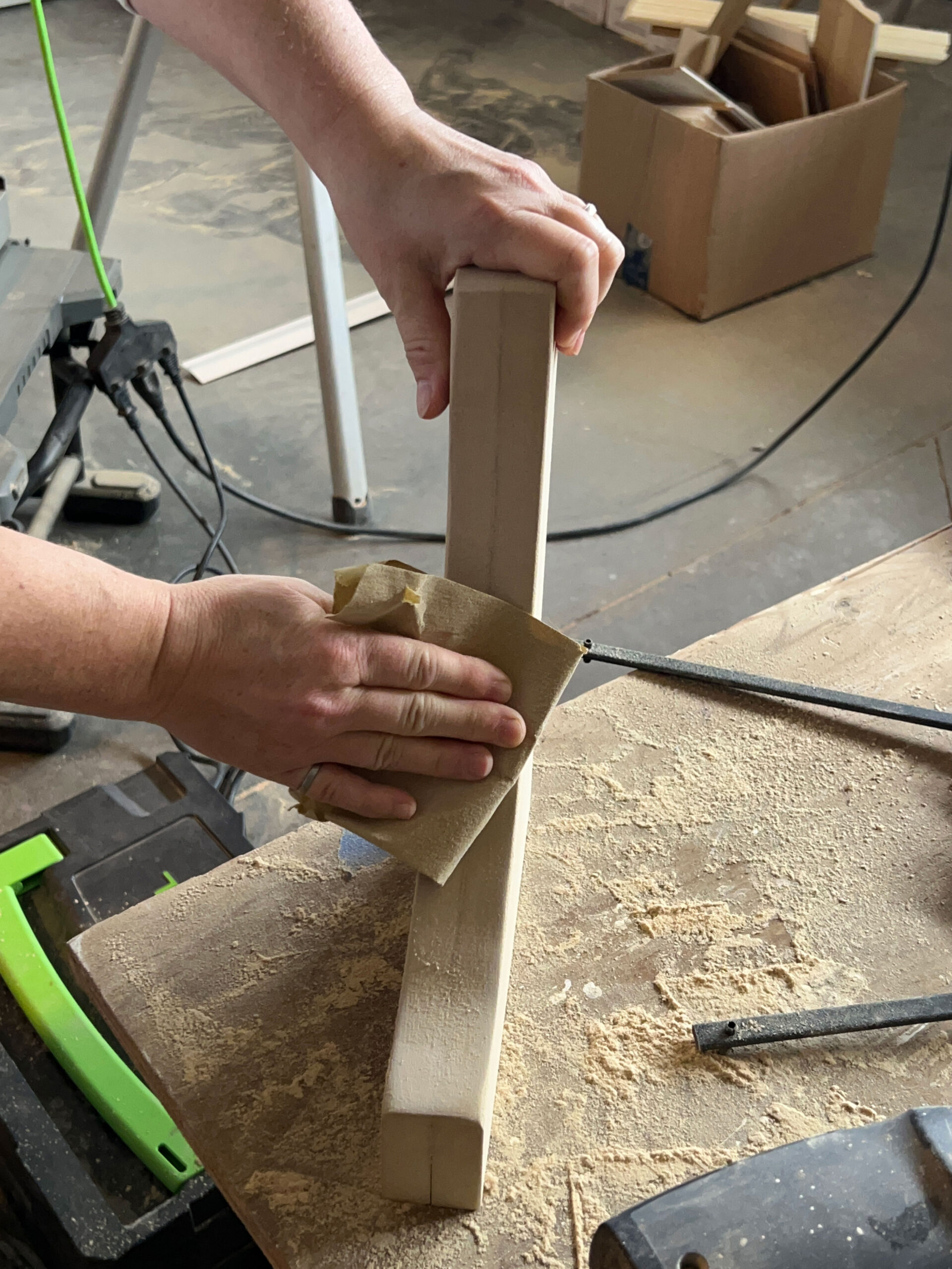 sanding corbel curved part by hand