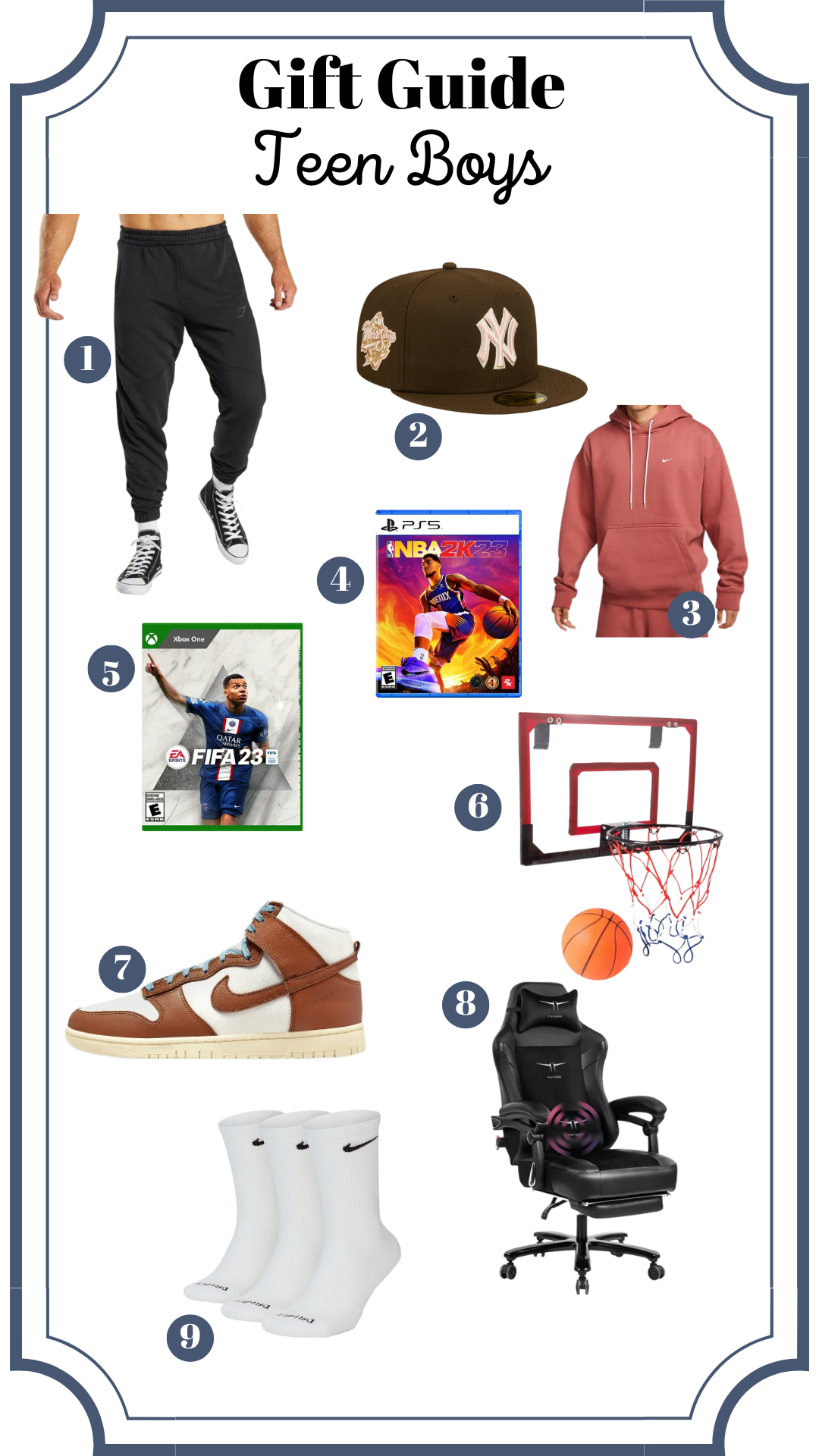 collage of products for teen boys