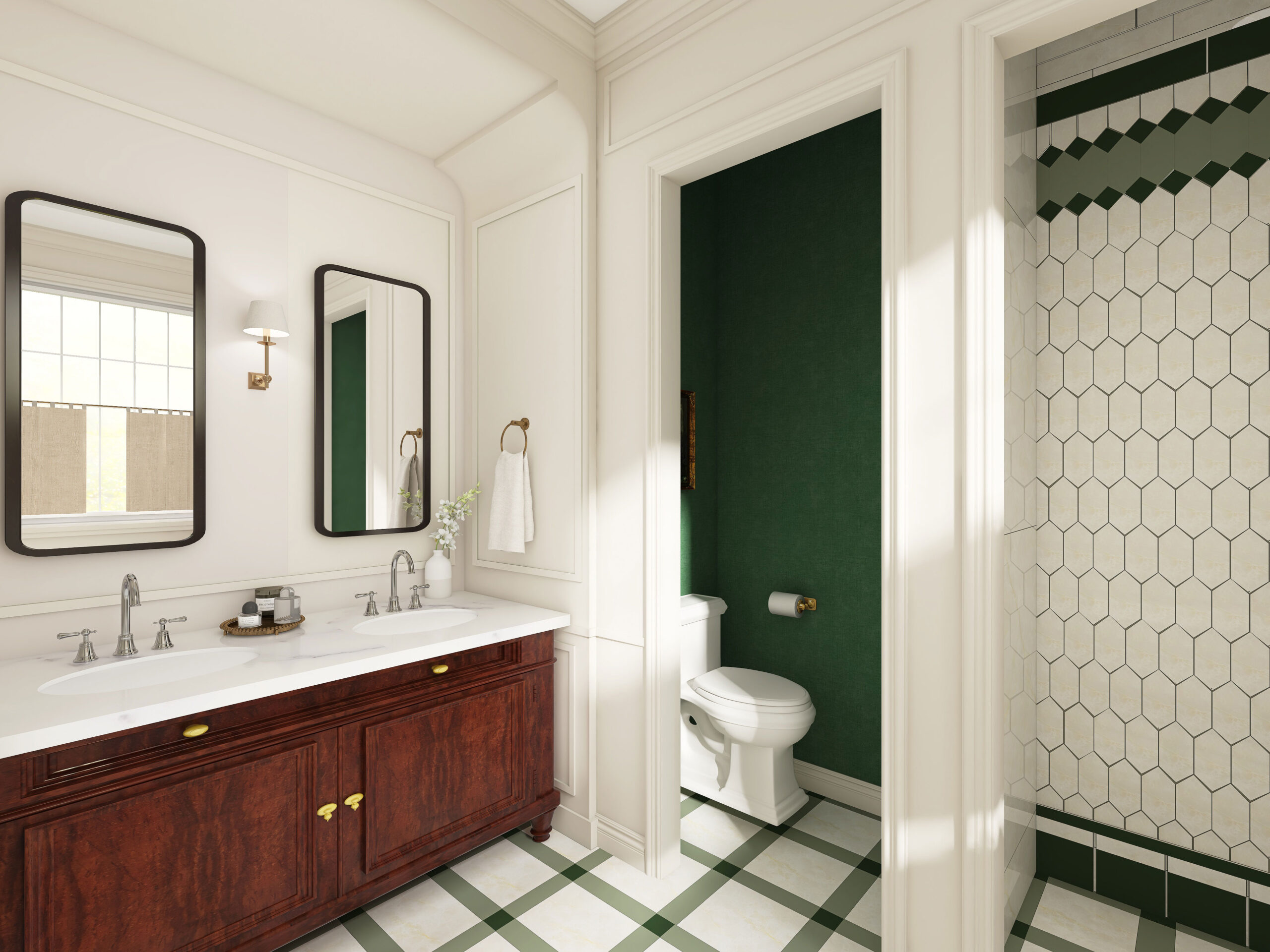 Rendering of our DIY bathroom renovation 