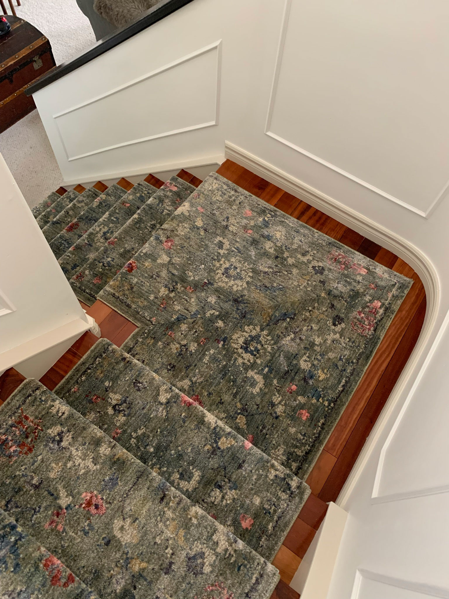 How To Install A DIY Staircase Runner Erin Zubot Design   Stair Runner Finished On Landing 