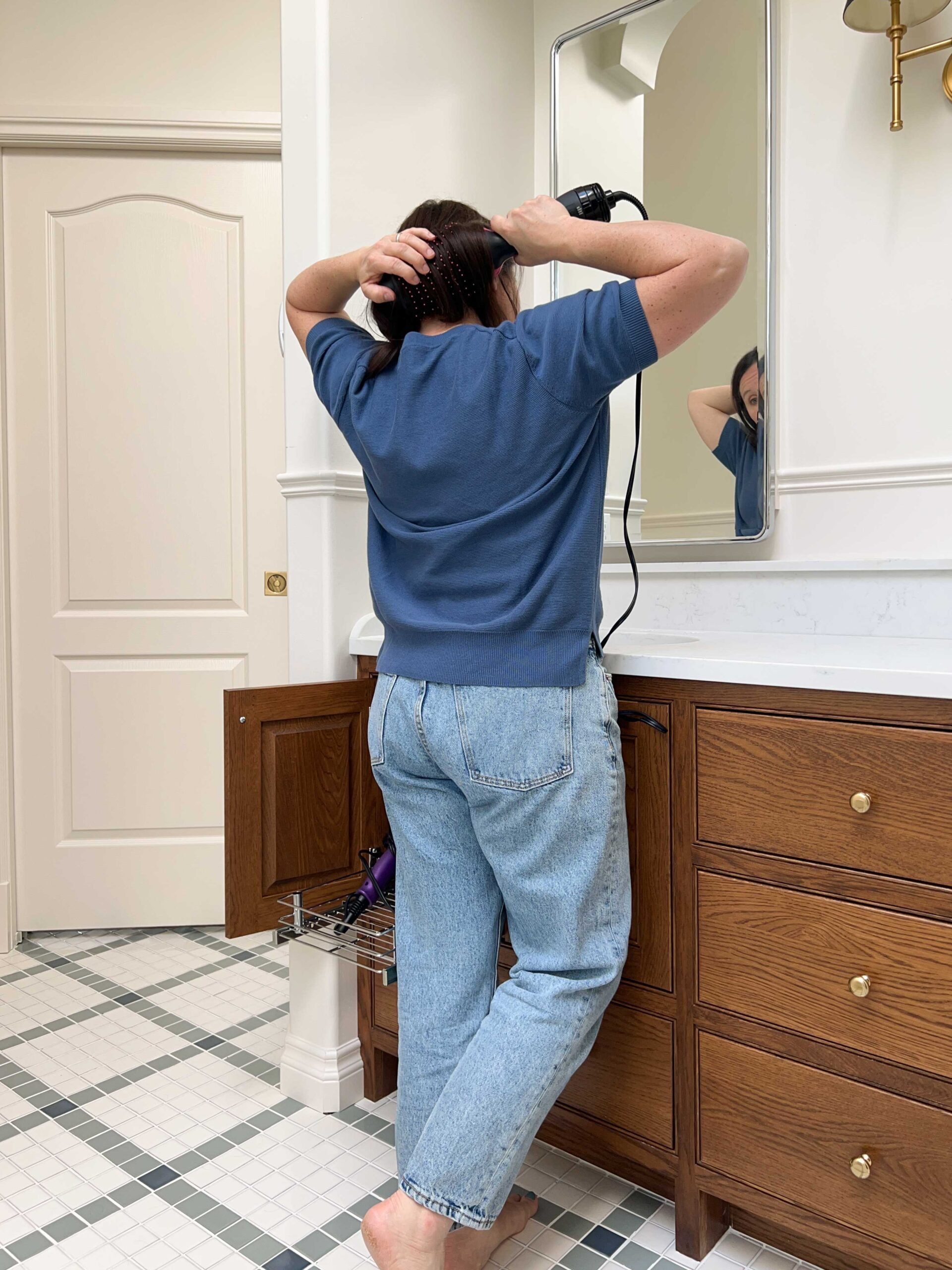 DIY Pull-Out Cabinet Organization for Hair Tools - Erin Zubot Design