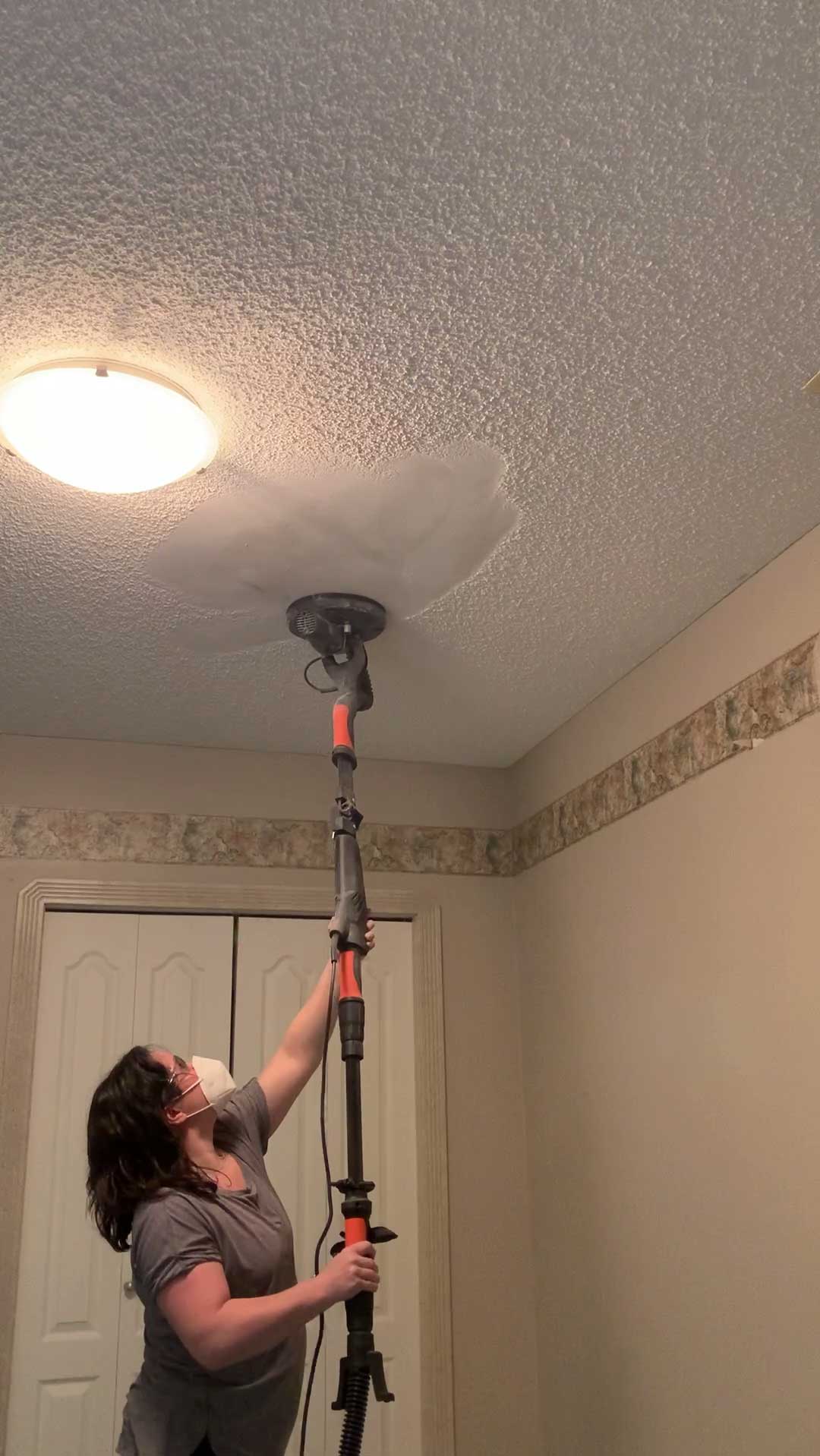 Sanding stipple deals ceiling