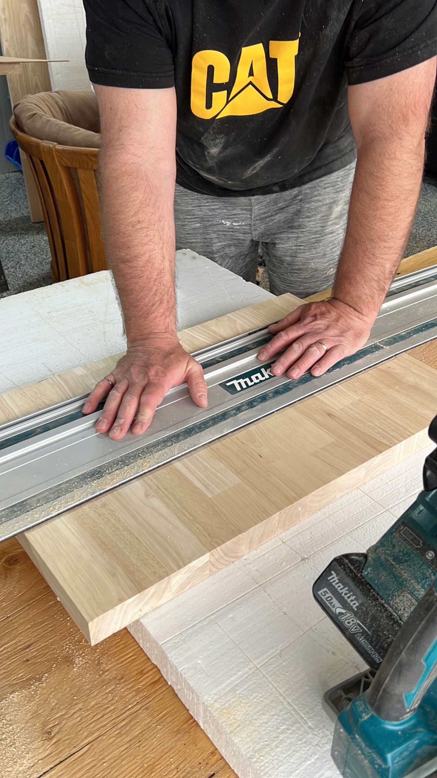 Cutting short piece of butcherblock