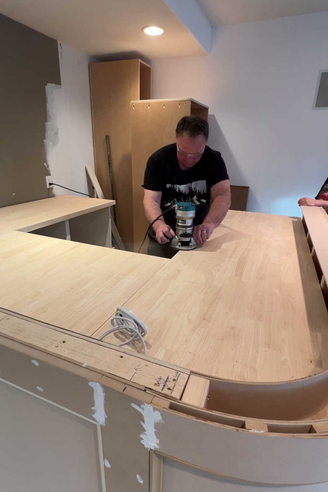 Routering the edge of the countertop