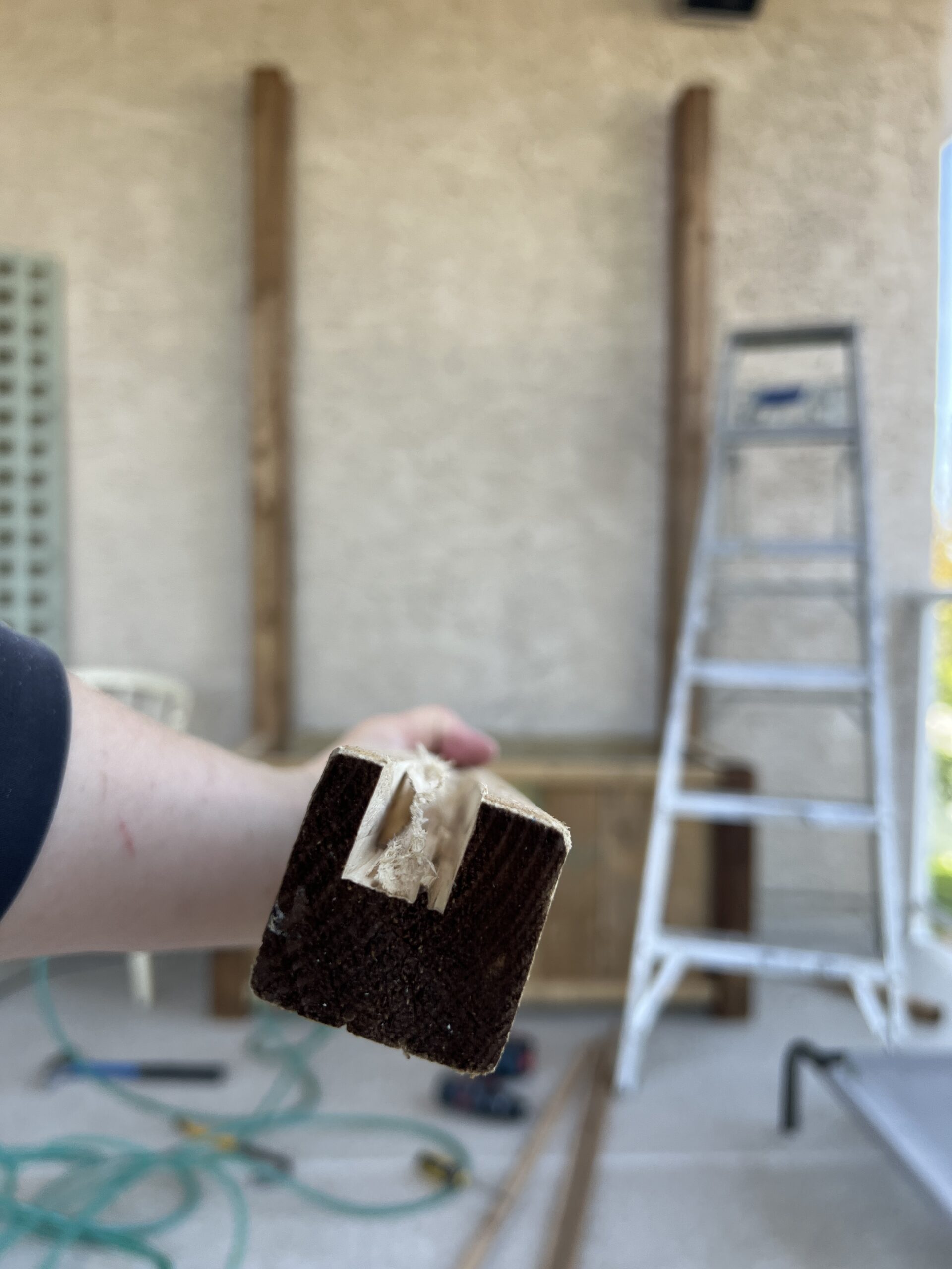 A groove is cut into the top 4x4 piece to keep the lattice in place.