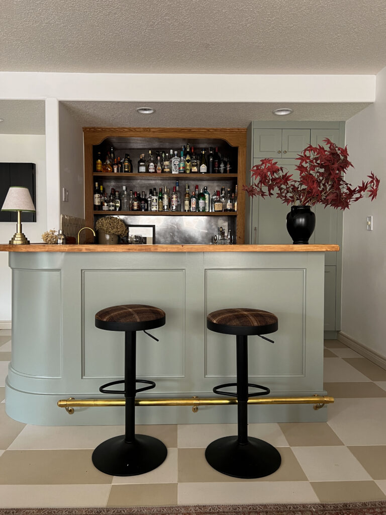 Finished DIY bar from front view