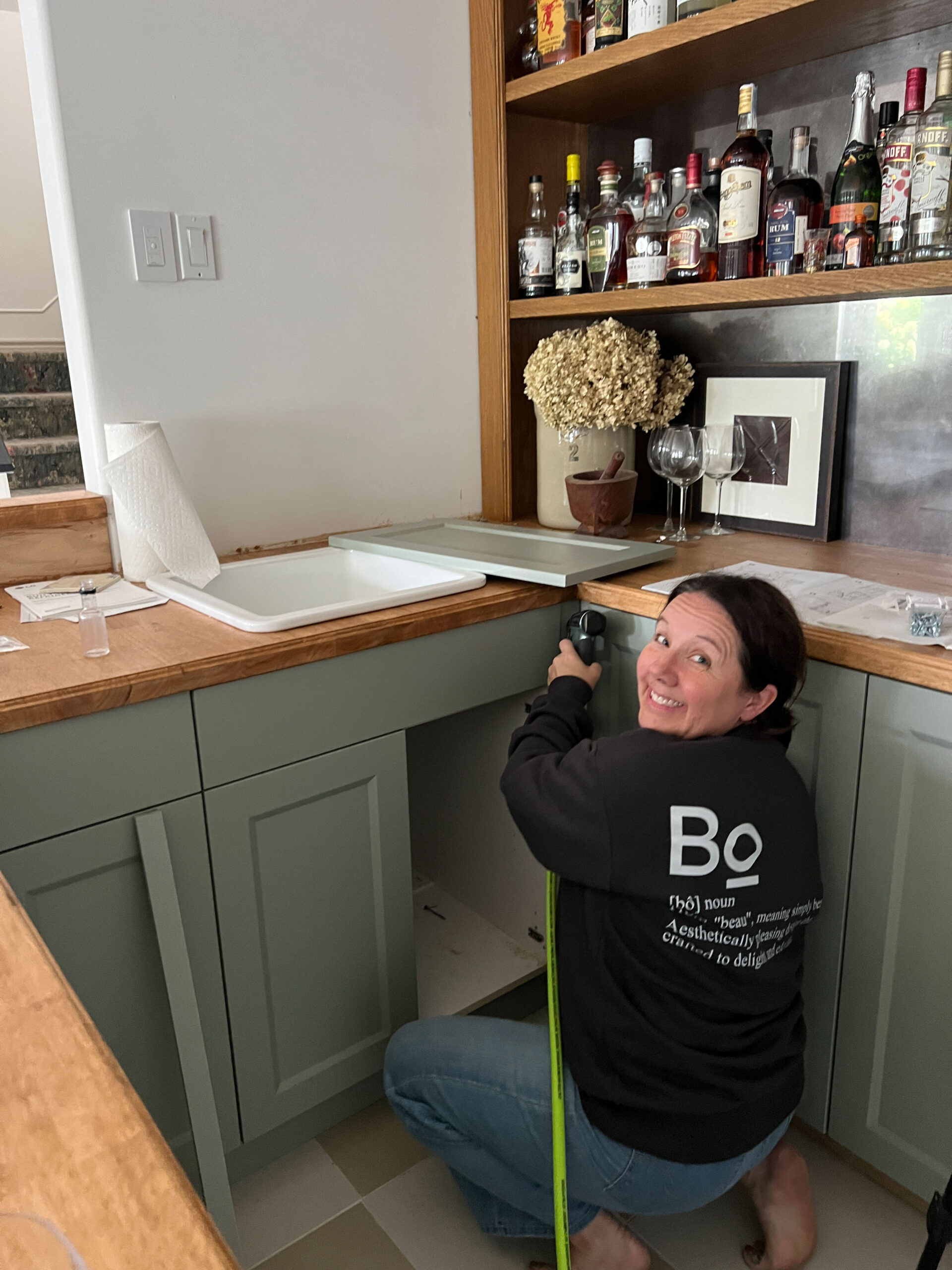 installing cabinet doors to lower cabinets