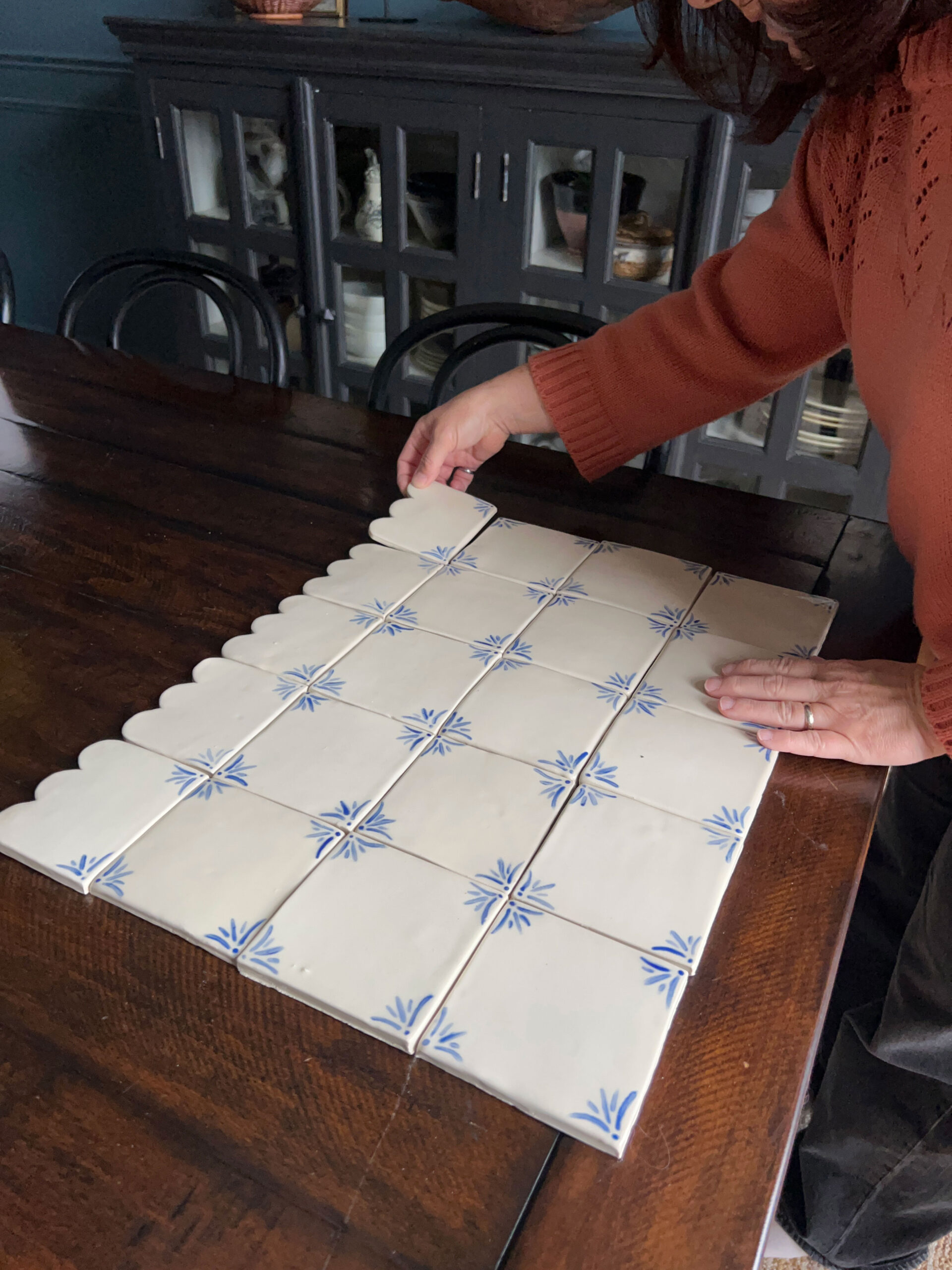 Finished tile laying on the table
