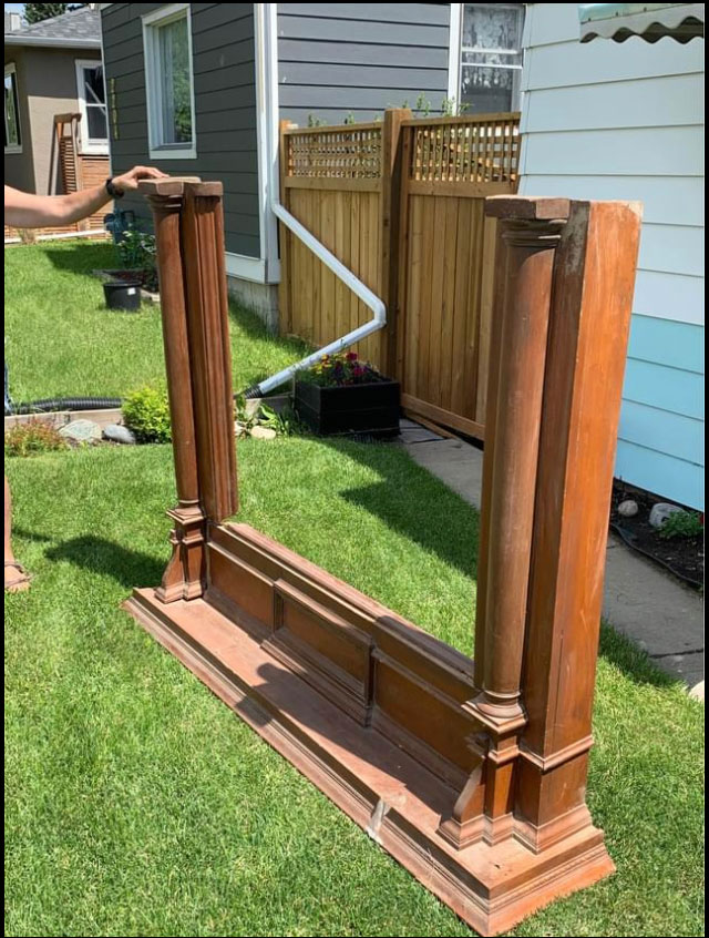 upside down fireplace mantel listing