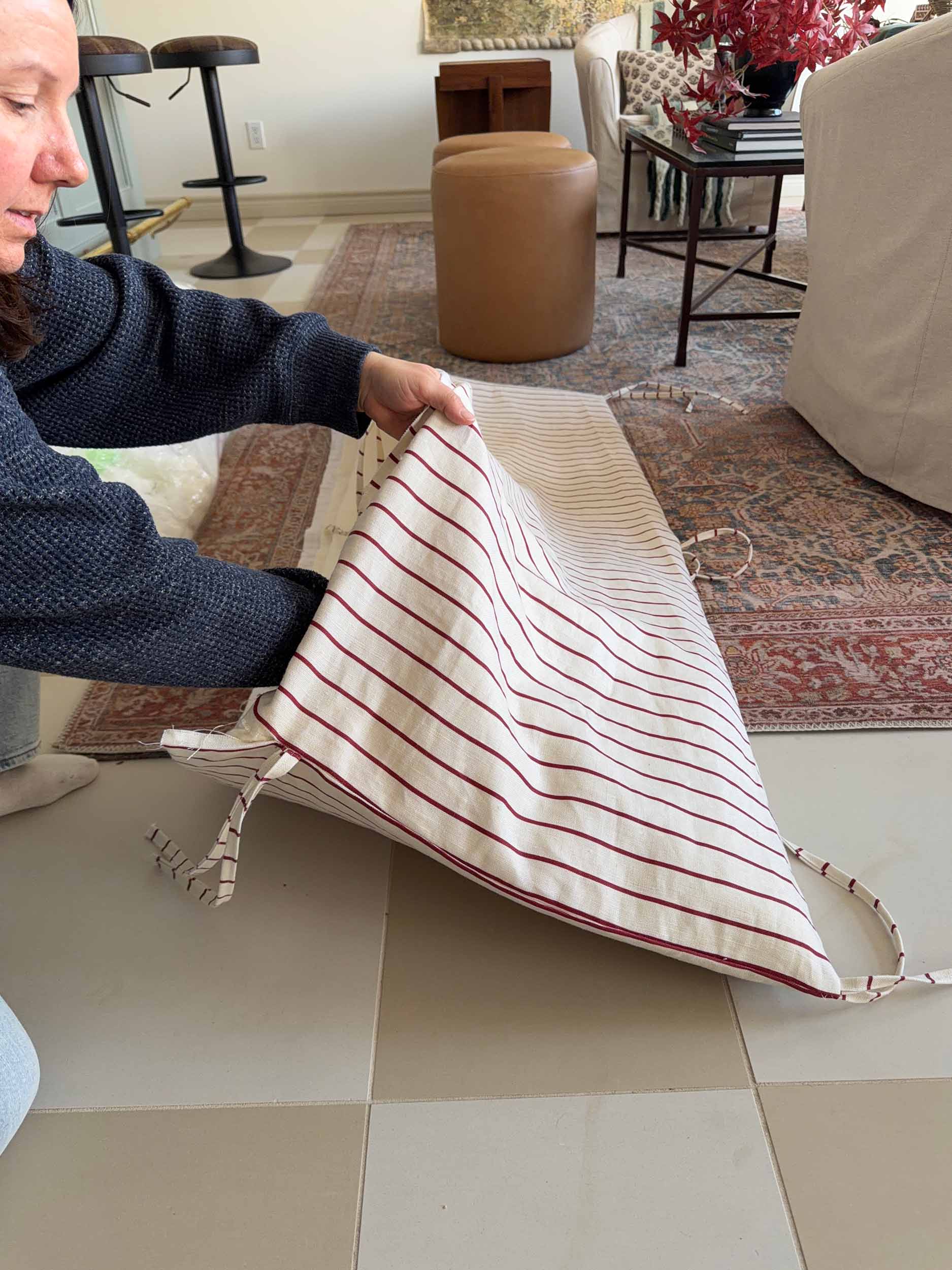 stuffing the headboard pillow