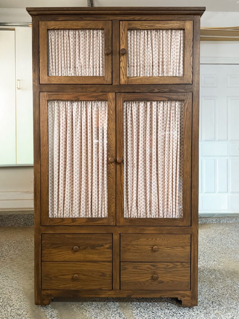 Finished DIY coffee bar and appliance hutch.
