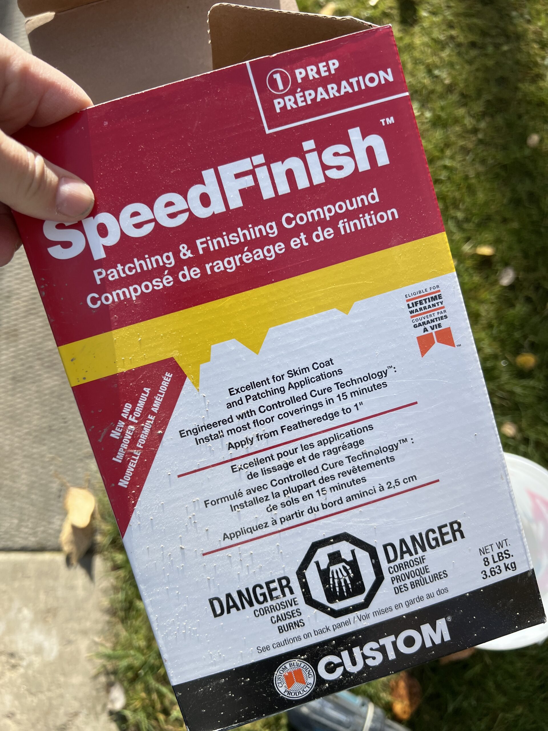 SpeedFinish compound used to patch low spots