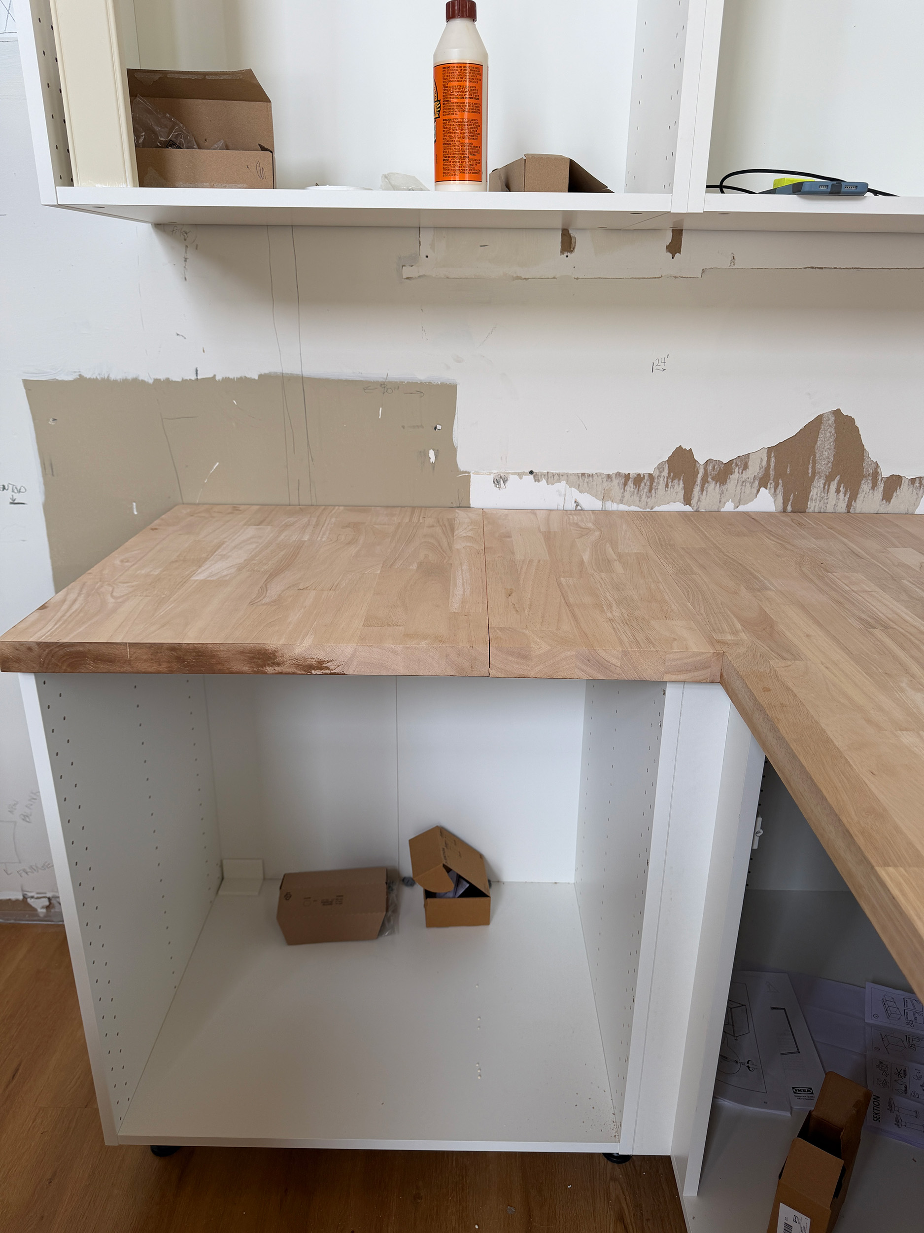wood countertop before stain