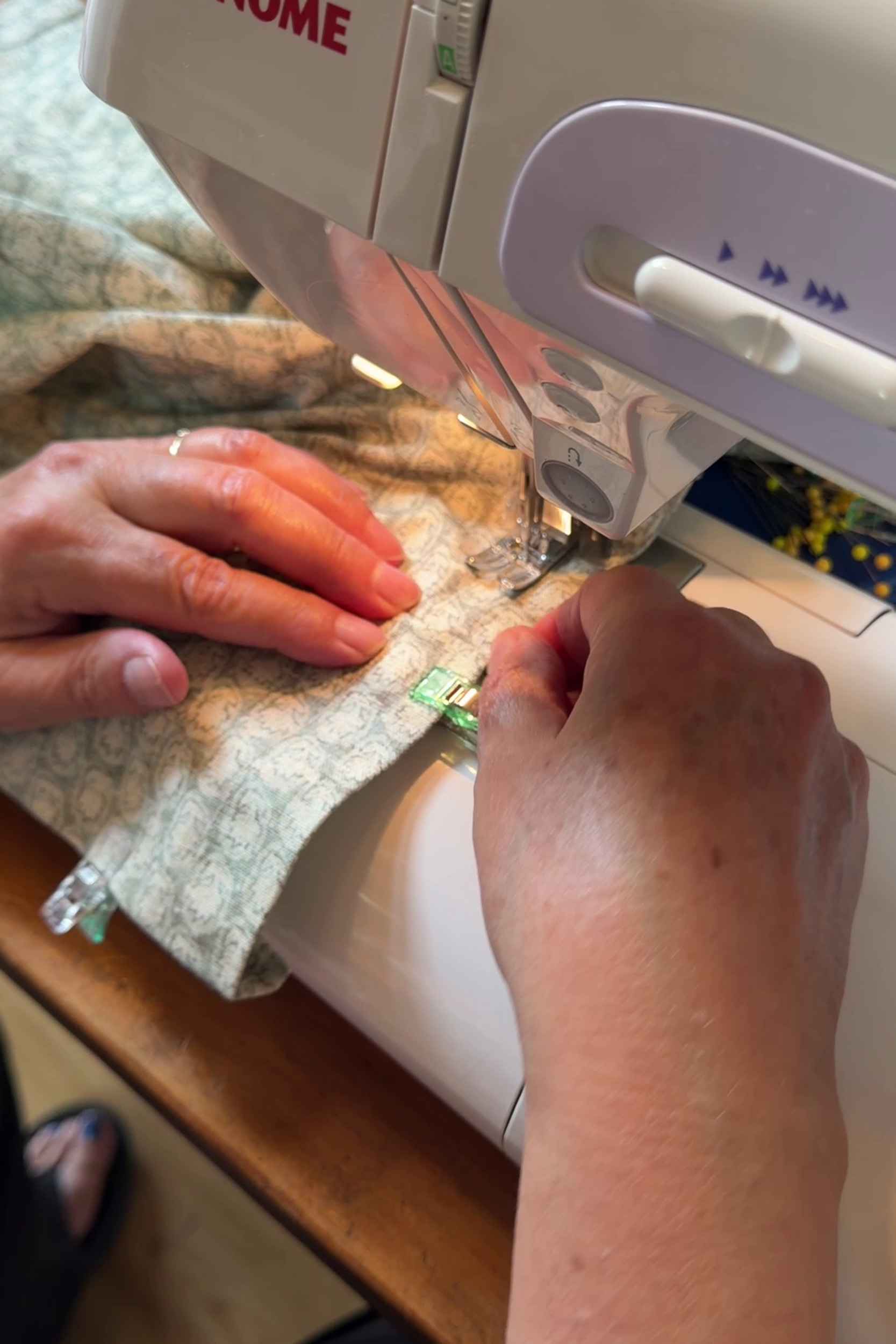 sewing the pleats in 