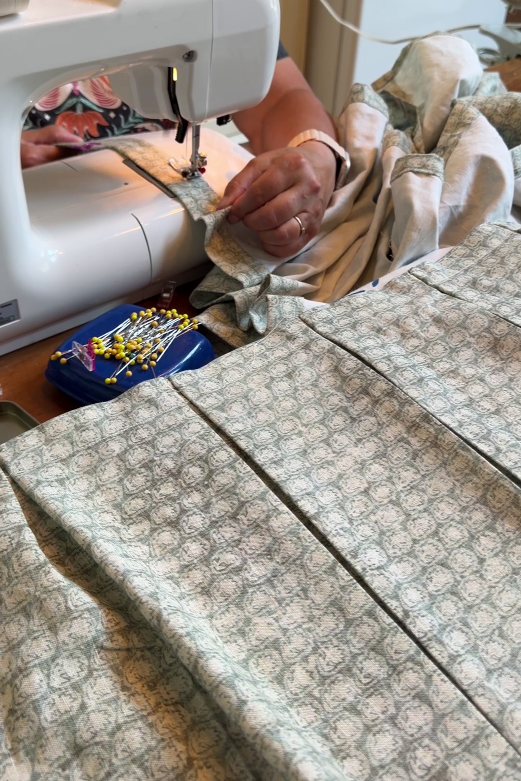 DIY bed skirt with crisp box pleats