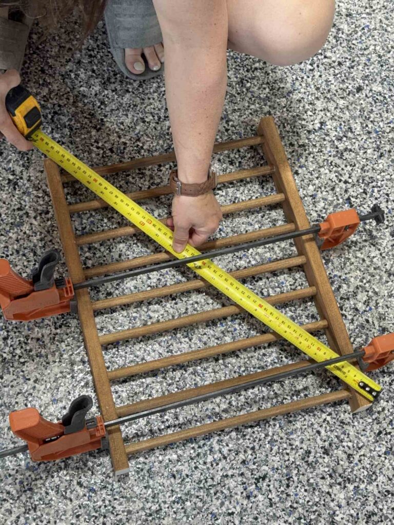 measuring diagonally across a dowel rail