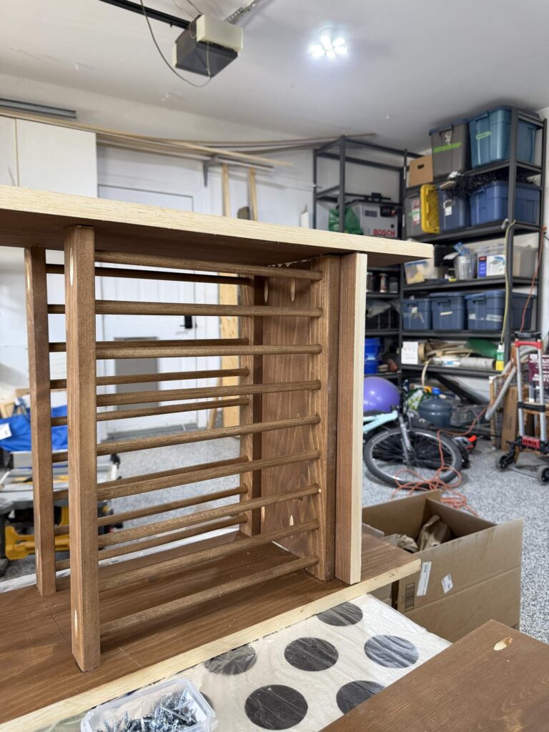 Back view of the diy plate rack